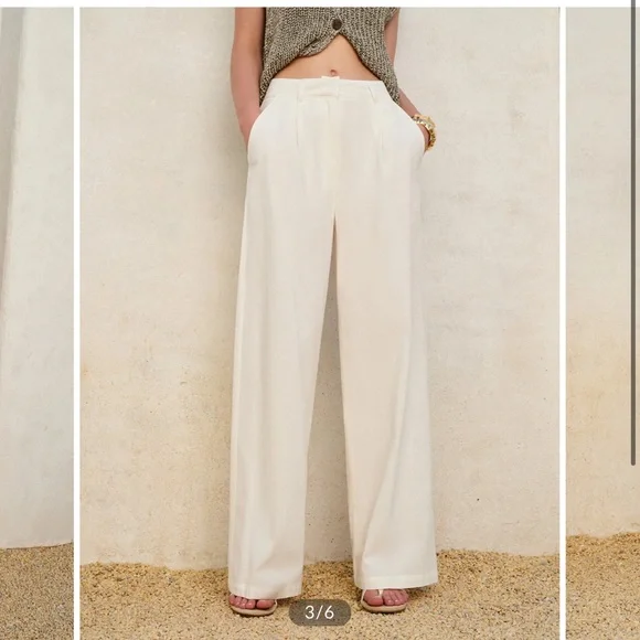 The Commense White Wide Leg Pants with Flowing Relaxed Fit size large - Picture 3 of 11